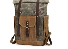 Waxed Canvas Leather Mens Travel Backpacks Canvas Backpack Canvas School Backpack for Men - iwalletsmen