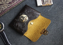 Handmade Leather Floral Mens Cool billfold Wallet Card Holder Small Card Slim Wallets for Men