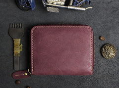 Handmade Leather Mens Cool Slim Leather Wallet Men Zipper billfold Wallets Bifold for Men