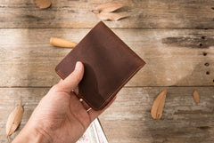 Brown Cool Leather Mens Small Wallet Bifold Vintage Slim billfold Wallet for Men - iwalletsmen