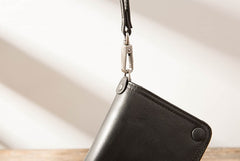 Cool Black Wristlet Wallet Leather Mens Long Wallet Long Wallet for Men - iwalletsmen