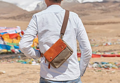 Canvas Leather Mens Belt Pouch Waist Bag Fanny Pack Small Side Bag for Men - iwalletsmen