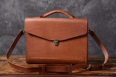 Handmade Leather Mens Cool Messenger Bag Briefcase Work Bag Business Bag for men