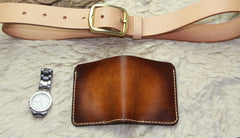 Vintage Leather Brown Mens Slim Small Wallet Leather Bifold Wallets for Men - iwalletsmen