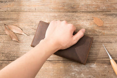 Vintage Slim long Wallets Leather Mens Tan Wallet Long Wallet for Men - iwalletsmen