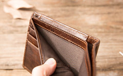 Cool Leather Mens Small Wallets Bifold Vintage billfold Wallets for Men - iwalletsmen