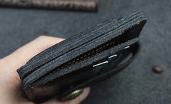 Handmade Leather Floral Mens Cool Front Pocket Wallet billfold Wallet Card Holder Small Card Slim Wallets for Men