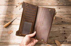 Vintage Cool Mens long Wallet Leather Wallet Long Wallet for Men - iwalletsmen
