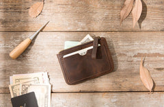 Leather Mens Card Holders Slim Front Pocket Wallet Coin Wallet for Men - iwalletsmen