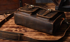 Genuine Leather Mens Cool Messenger Bag Briefcase Work Bag Business Bag for men