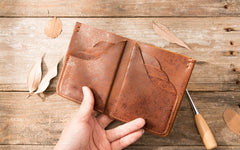 Handmade Leather Mens Small Wallets Bifold Vintage Slim billfold Wallet for Men - iwalletsmen