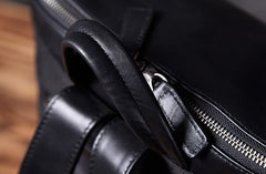 Genuine Leather Mens Cool Backpack Sling Bag Large Black Travel Bag Hiking Bag for men