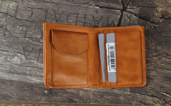 Handmade Genuine Leather Mens Cool Slim Leather Wallet Men Small Wallets Bifold for Men