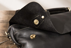 Black Leather Mens Large Briefcase Work Bag Laptop Bag Business Bag for Men - iwalletsmen