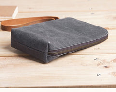Cool Canvas Leather Mens Large Clutch Wallet Zipper Wristlet Bag Purse for Men - iwalletsmen