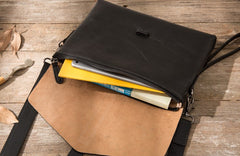 Small Leather Black Mens Cool Messenger Bags Shoulder Bags  for Men - iwalletsmen