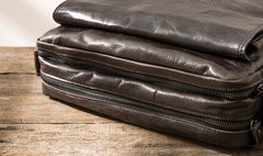 Cool Black Leather Mens Messenger Bag Vintage Shoulder Bag for Men - iwalletsmen