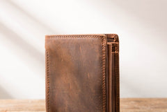 Cool Leather Mens Small Wallets Bifold Vintage Slim billfold Wallet for Men - iwalletsmen