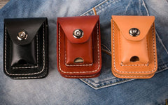 Handmade Leather Mens Leather Cigarette Case Cigarette Box Lighter Pocket Tobacco Pouch - iwalletsmen