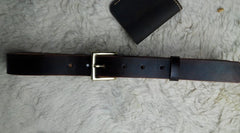 Handmade Vintage Red Brown Leather Mens Belt Leather Belt for Men - iwalletsmen
