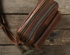 Handmade Leather Mens Cool Shoulder Bag Messenger Bag Chest Bag Bike Bag Cycling Bag for men