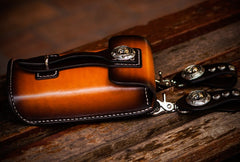 Handmade Biker Leather Belt Pouch Mens Cases Waist Bag Hip Pack Belt Bag Fanny Pack Bumbag for Men