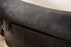 Black Large Leather Mens Cool Messenger Bags Shoulder Bags  for Men - iwalletsmen