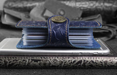 Handmade Leather Floral Mens Cool billfold Wallet Card Holder Small Card Slim Wallets for Men