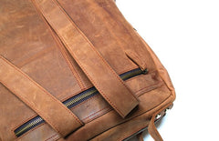 Cool Brown Mens Leather Backpack Travel Backpacks Laptop Backpack for men - iwalletsmen