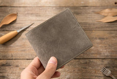 Cool Leather Mens Gray Small Wallet Bifold Vintage Slim billfold Wallet for Men - iwalletsmen