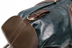 Cool Green Mens Leather Backpack Travel Backpacks Laptop Backpacks for men - iwalletsmen