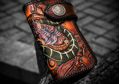 Handmade Leather Prajna Ghost Mens Chain Biker Wallet Cool Leather Wallet With Chain Wallets for Men