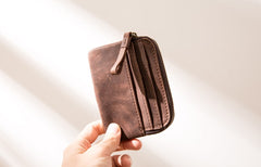 Leather Mens Coin Holders Slim Front Pocket Wallet Change Wallet for Men - iwalletsmen