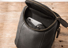 Black Leather Belt Pouch Mens Waist Bag Shoulder Bag for Men - iwalletsmen