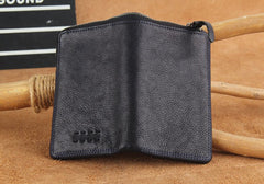 Handmade Genuine Leather Mens Cool Slim Leather Wallet Men Small Wallets Bifold for Men
