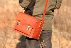 Handmade Vintage Coffee Leather Mens Camera Shoulder Bags Camera Messenger Bag for Men - iwalletsmen