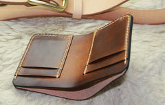 Vintage Leather Brown Mens Slim Small Wallet Leather Bifold Wallets for Men - iwalletsmen