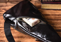 Genuine Leather Mens Cool Chest Bag Sling Bag Crossbody Bag Travel Bag Hiking Bag for men