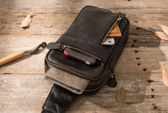 Vintage Leather Mens Sling Bag Sling Shoulder Bag Sling Backpack for men - iwalletsmen