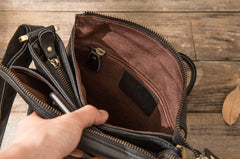 Cool Leather Black Mens Messenger Bags Vintage Shoulder Bags  for Men - iwalletsmen