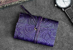 Handmade Leather Floral Mens Cool billfold Wallet Card Holder Small Card Slim Wallets for Men