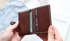 Leather Mens Small Card Wallets Front Pocket Wallet Cool Change Wallet for Men - iwalletsmen
