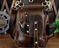 Cool Leather Utility Drop Leg Bag Belt Pouch Mens Waist Bag Shoulder Bag for Men - iwalletsmen