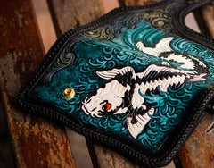 Handmade Leather Carp Mens Chain Biker Wallet Cool Leather Wallet With Chain Wallets for Men