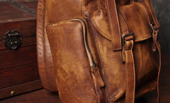 Handmade Leather Mens Cool Backpack Sling Bag Large Travel Bag Hiking Bag for men