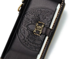 Handmade Leather Mens Chain Biker Wallet Cool Leather Wallet Long Phone Wallets for Men