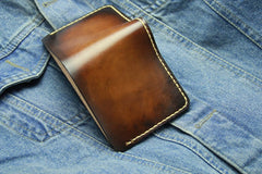 Vintage Coffee Leather Mens Slim Small Wallet Leather Bifold Wallets for Men - iwalletsmen