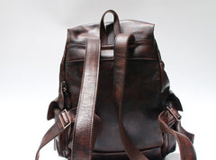 Cool Black Coffee Mens Leather Backpack Travel Backpack School Backpacks for men - iwalletsmen