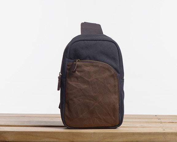 Cool Canvas Gray Mens Sling Bag Chest Bag One Shoulder Pack for men - iwalletsmen