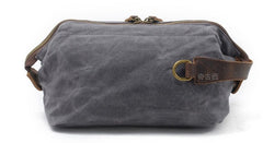 Cool Canvas Leather Mens Zipper Wristlet Bag Vintage Clutch Zipper Bag for Men - iwalletsmen